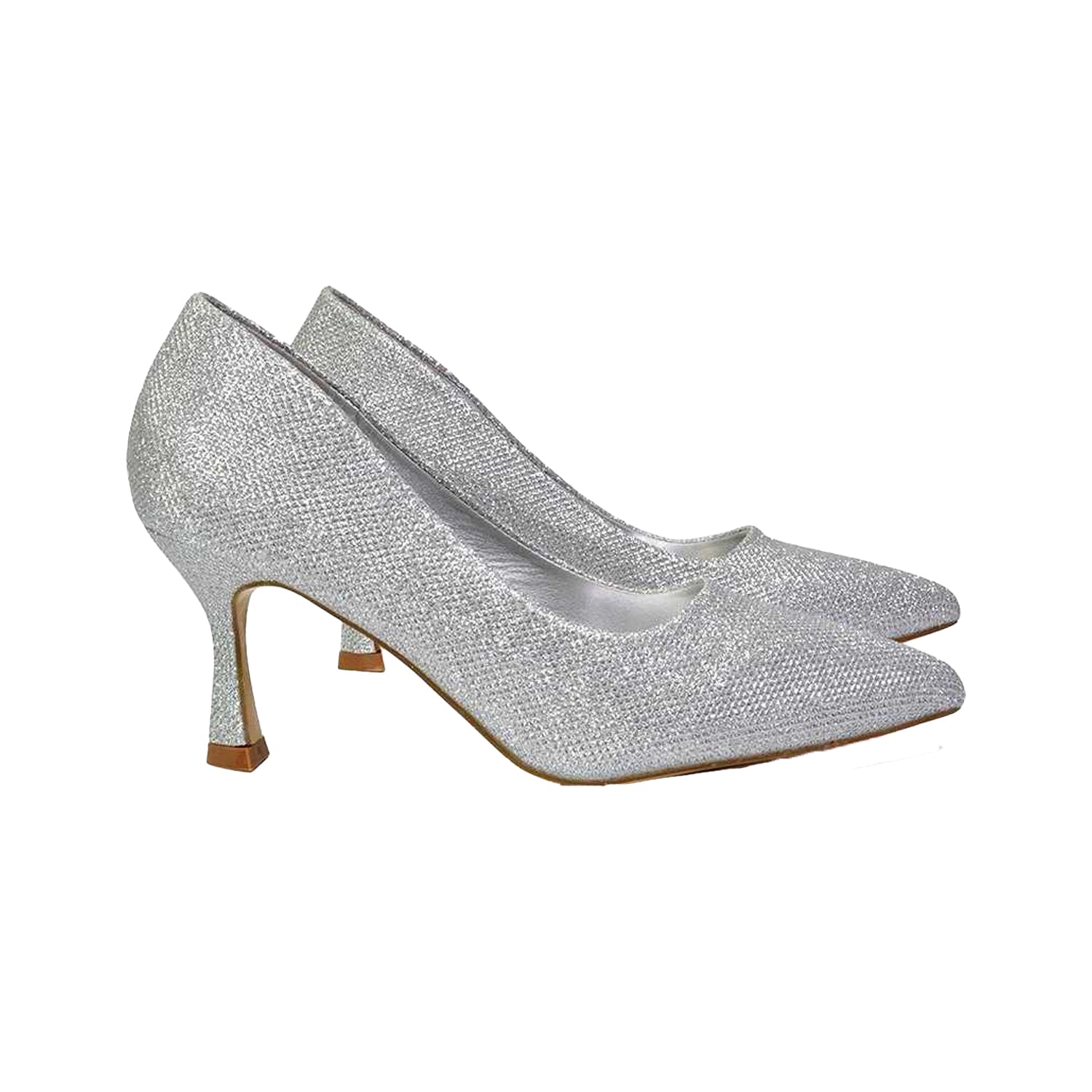 Silver - Lifestyle - XY London Womens-Ladies Romi Pointed Mid Stiletto Court Shoes