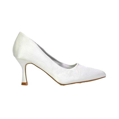 White - Front - XY London Womens-Ladies Romi Pointed Mid Stiletto Court Shoes