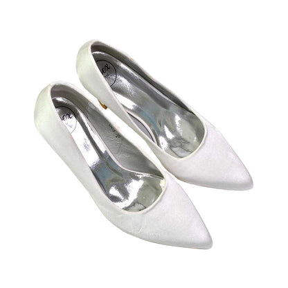 White - Side - XY London Womens-Ladies Romi Pointed Mid Stiletto Court Shoes