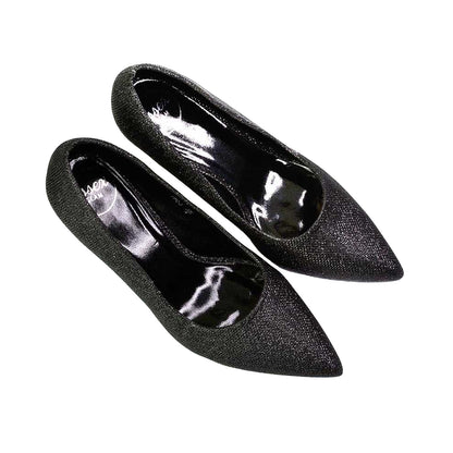 Black - Side - XY London Womens-Ladies Romi Pointed Mid Stiletto Court Shoes