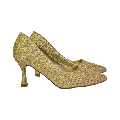 Gold - Lifestyle - XY London Womens-Ladies Romi Pointed Mid Stiletto Court Shoes
