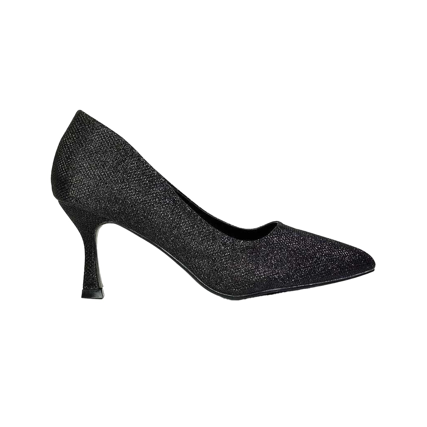 Black - Front - XY London Womens-Ladies Romi Pointed Mid Stiletto Court Shoes