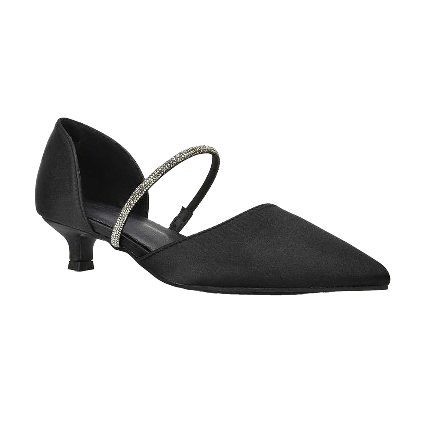 Black - Front - XY London Womens-Ladies Laura Pointed Kitten Heel Court Shoes