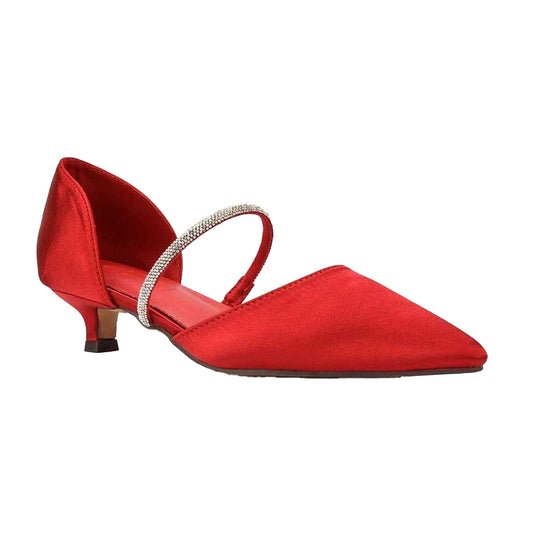 Red - Front - XY London Womens-Ladies Laura Pointed Kitten Heel Court Shoes