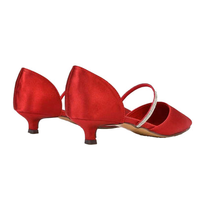 Red - Back - XY London Womens-Ladies Laura Pointed Kitten Heel Court Shoes