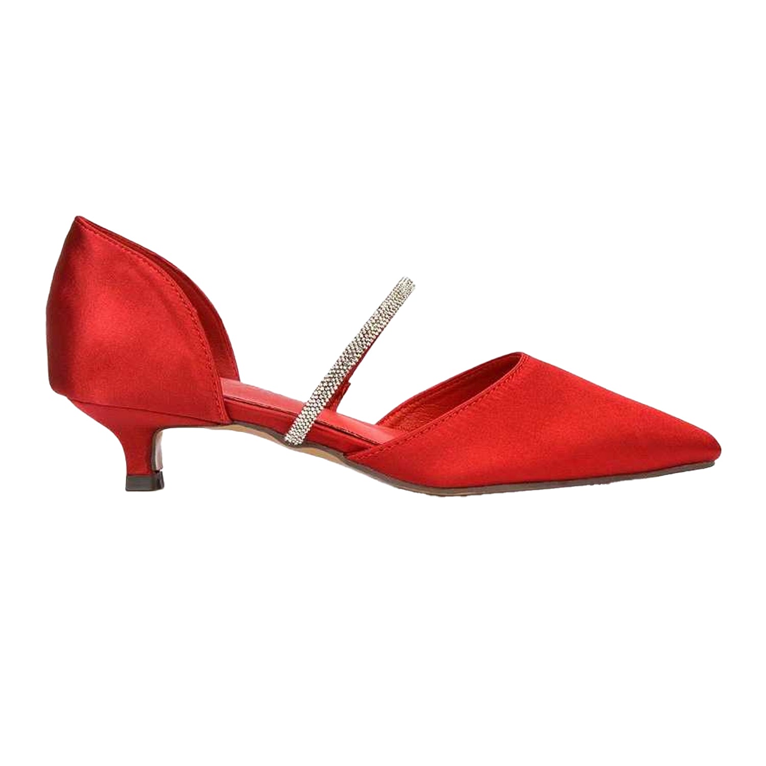 Red - Side - XY London Womens-Ladies Laura Pointed Kitten Heel Court Shoes