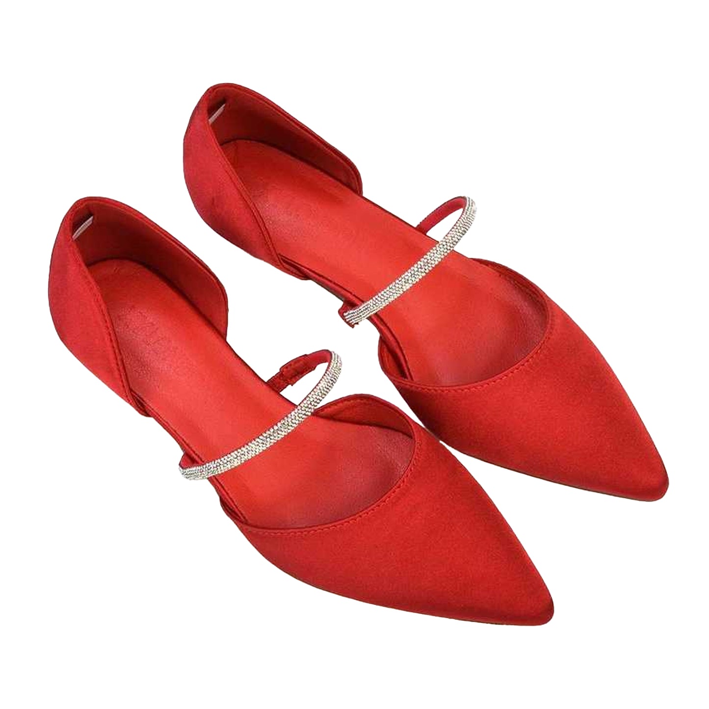 Red - Lifestyle - XY London Womens-Ladies Laura Pointed Kitten Heel Court Shoes