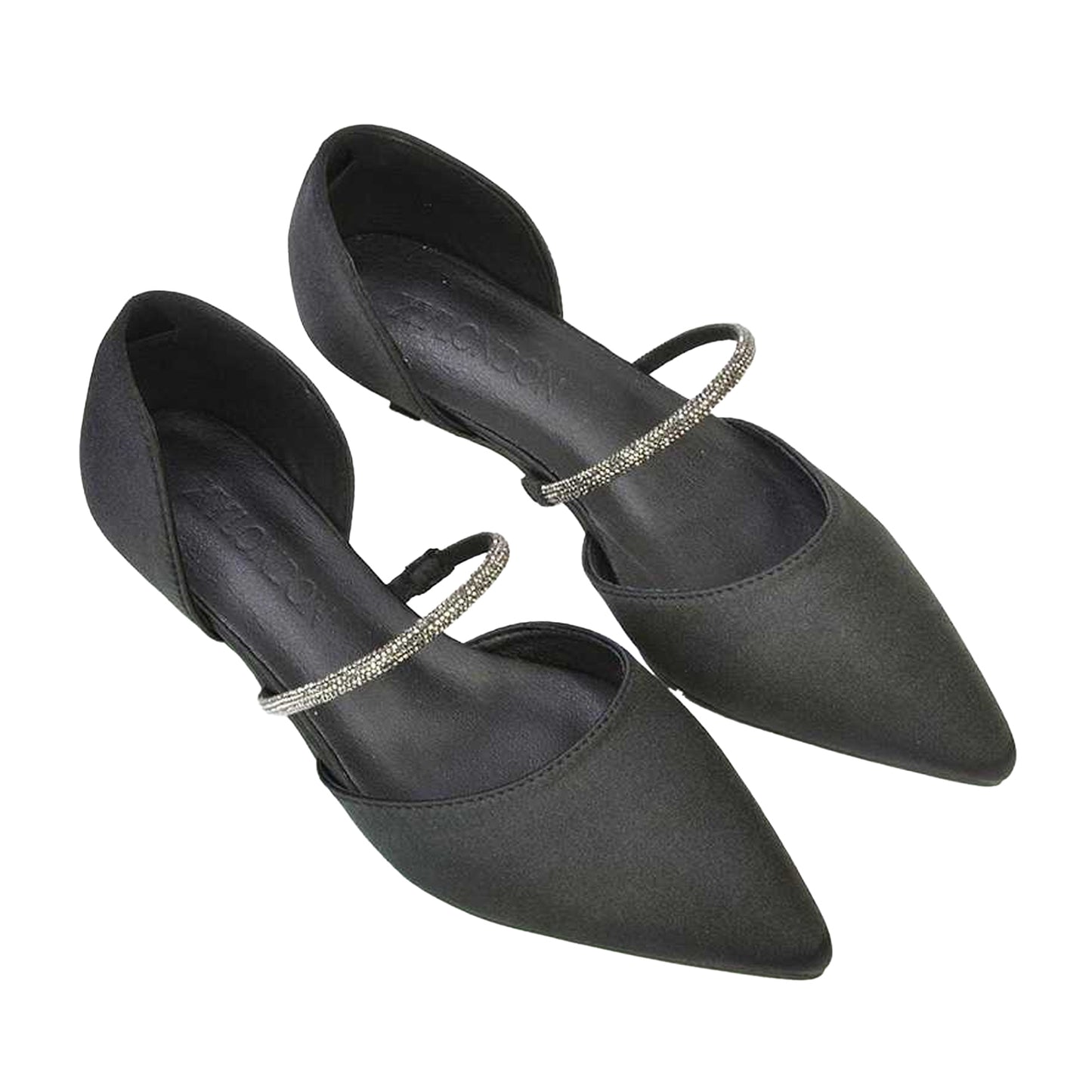 Black - Pack Shot - XY London Womens-Ladies Laura Pointed Kitten Heel Court Shoes