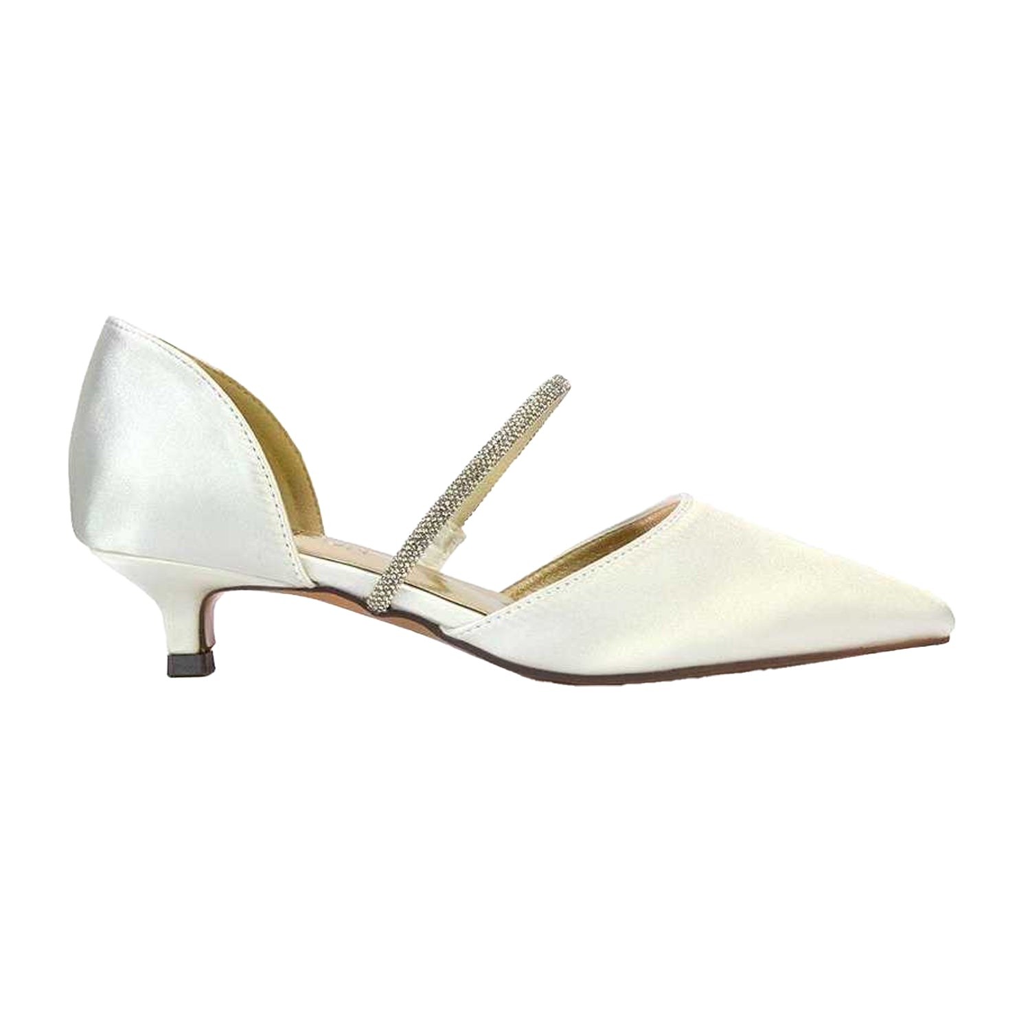 Ivory - Side - XY London Womens-Ladies Laura Pointed Kitten Heel Court Shoes