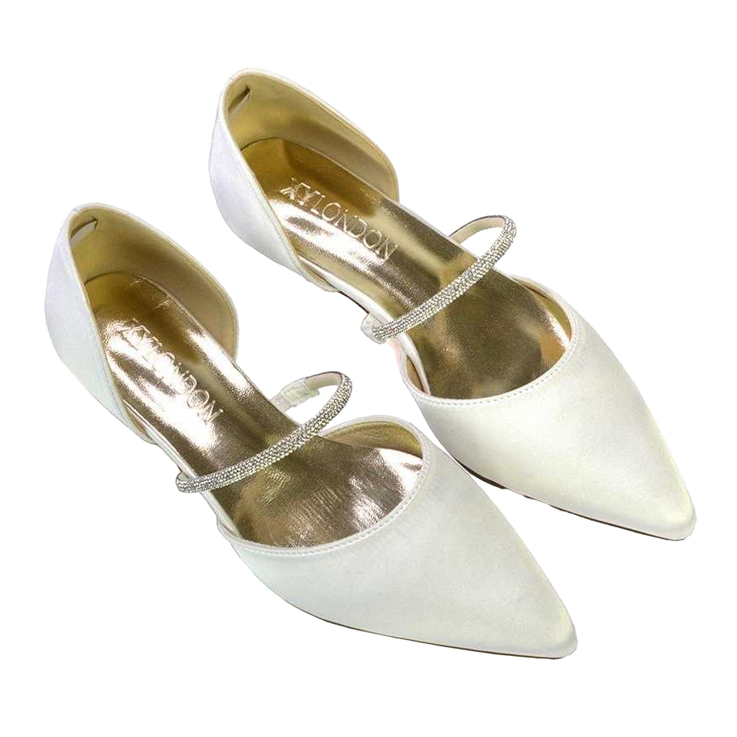 Ivory - Pack Shot - XY London Womens-Ladies Laura Pointed Kitten Heel Court Shoes