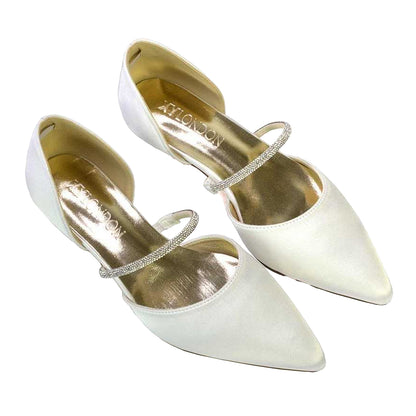 Ivory - Pack Shot - XY London Womens-Ladies Laura Pointed Kitten Heel Court Shoes