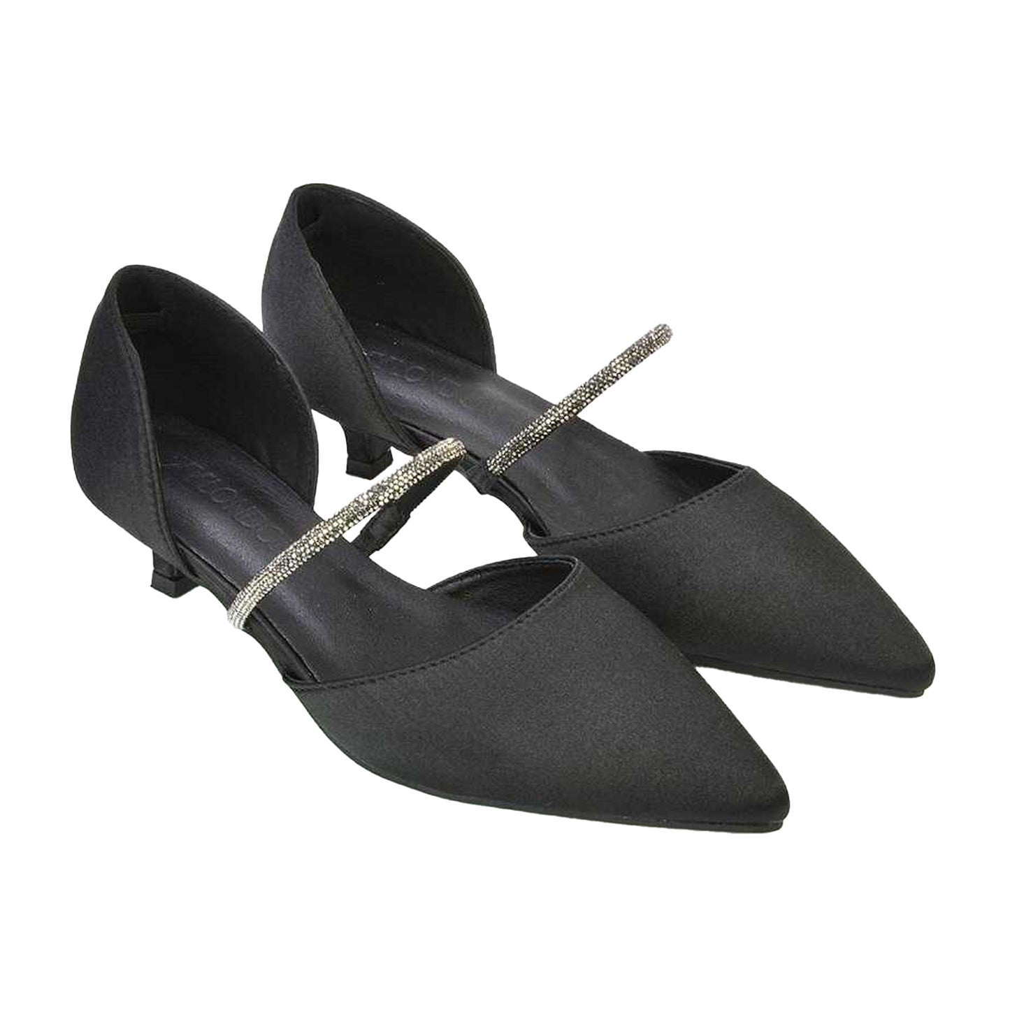 Black - Lifestyle - XY London Womens-Ladies Laura Pointed Kitten Heel Court Shoes