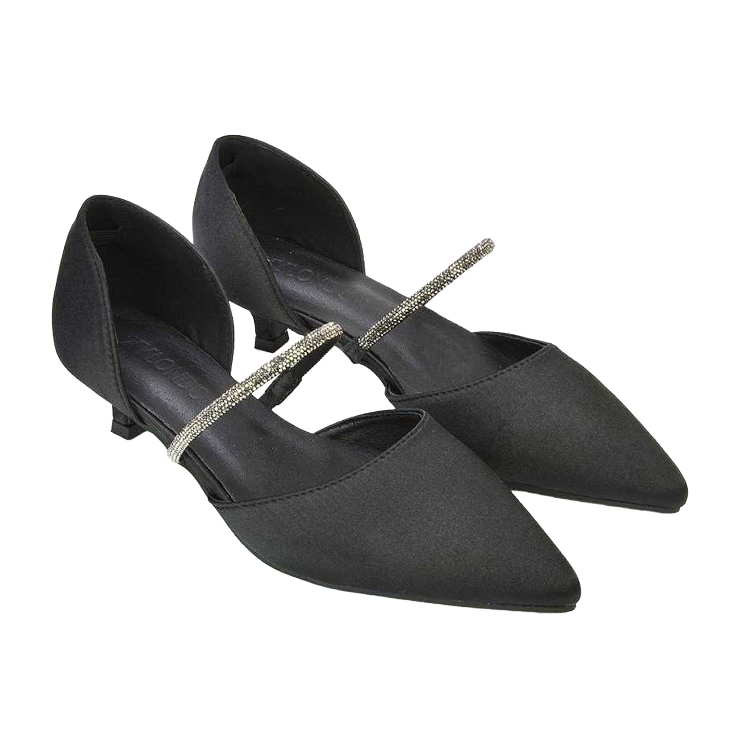 Black - Lifestyle - XY London Womens-Ladies Laura Pointed Kitten Heel Court Shoes