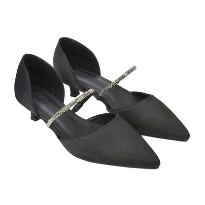 Black - Lifestyle - XY London Womens-Ladies Laura Pointed Kitten Heel Court Shoes