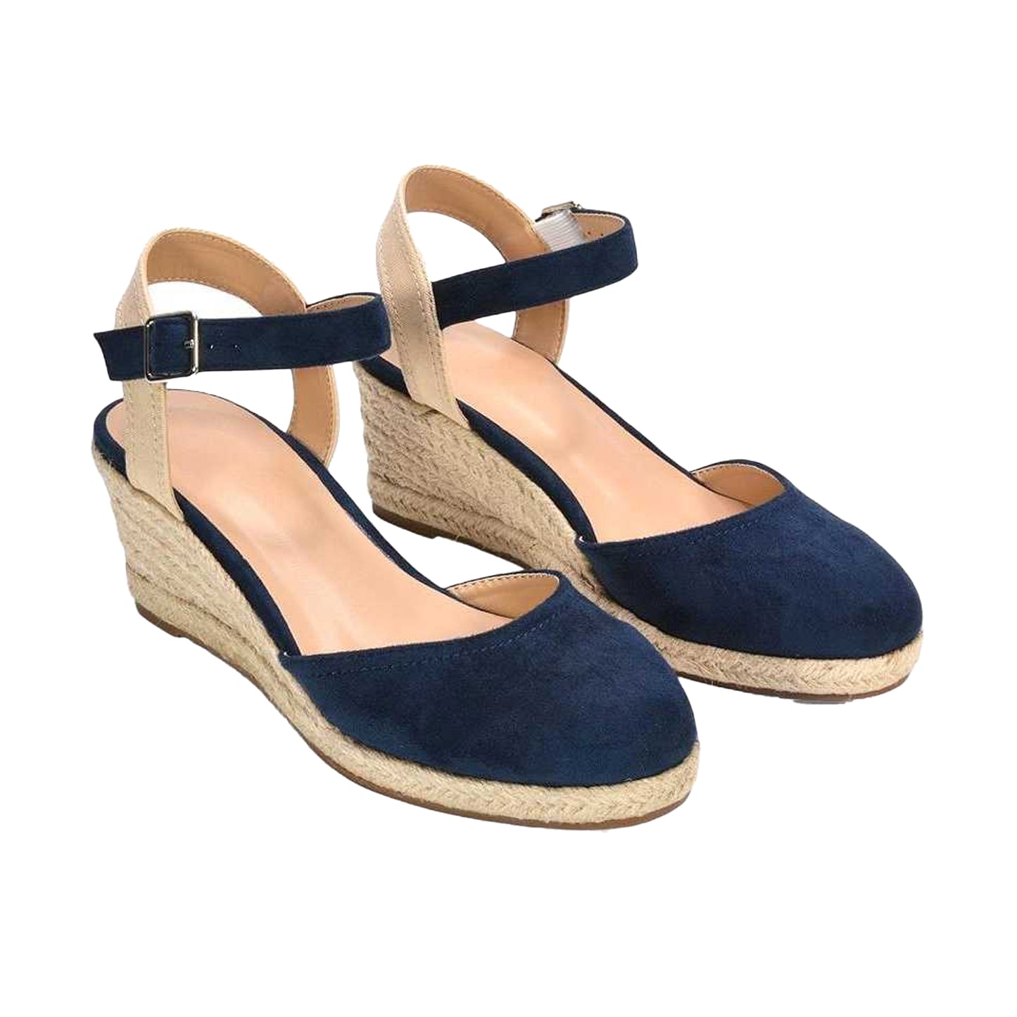 Navy - Lifestyle - XY London Womens-Ladies Joey Ankle Strap Wedge Espadrilles