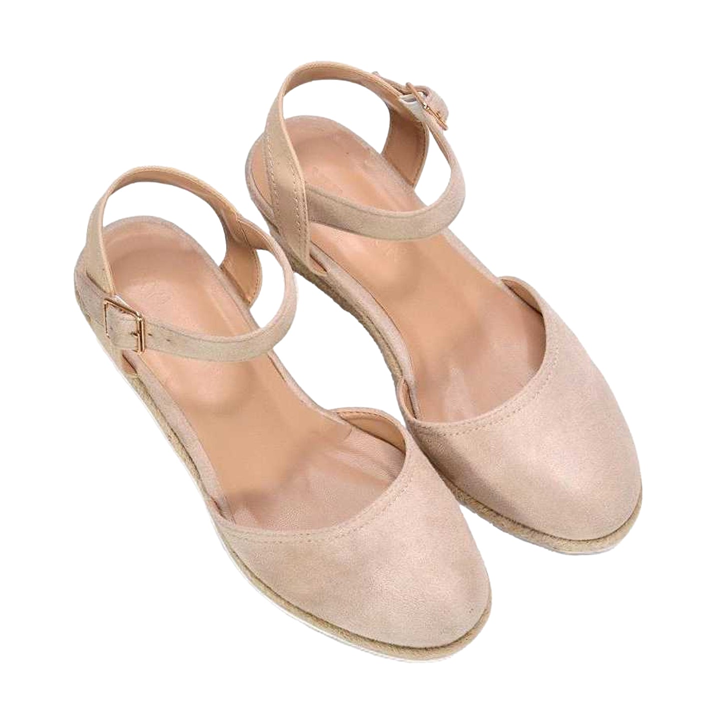 Beige - Pack Shot - XY London Womens-Ladies Joey Ankle Strap Wedge Espadrilles