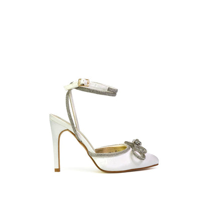 Ivory - Lifestyle - XY London Womens-Ladies Saxon Bow Diamante Sandals