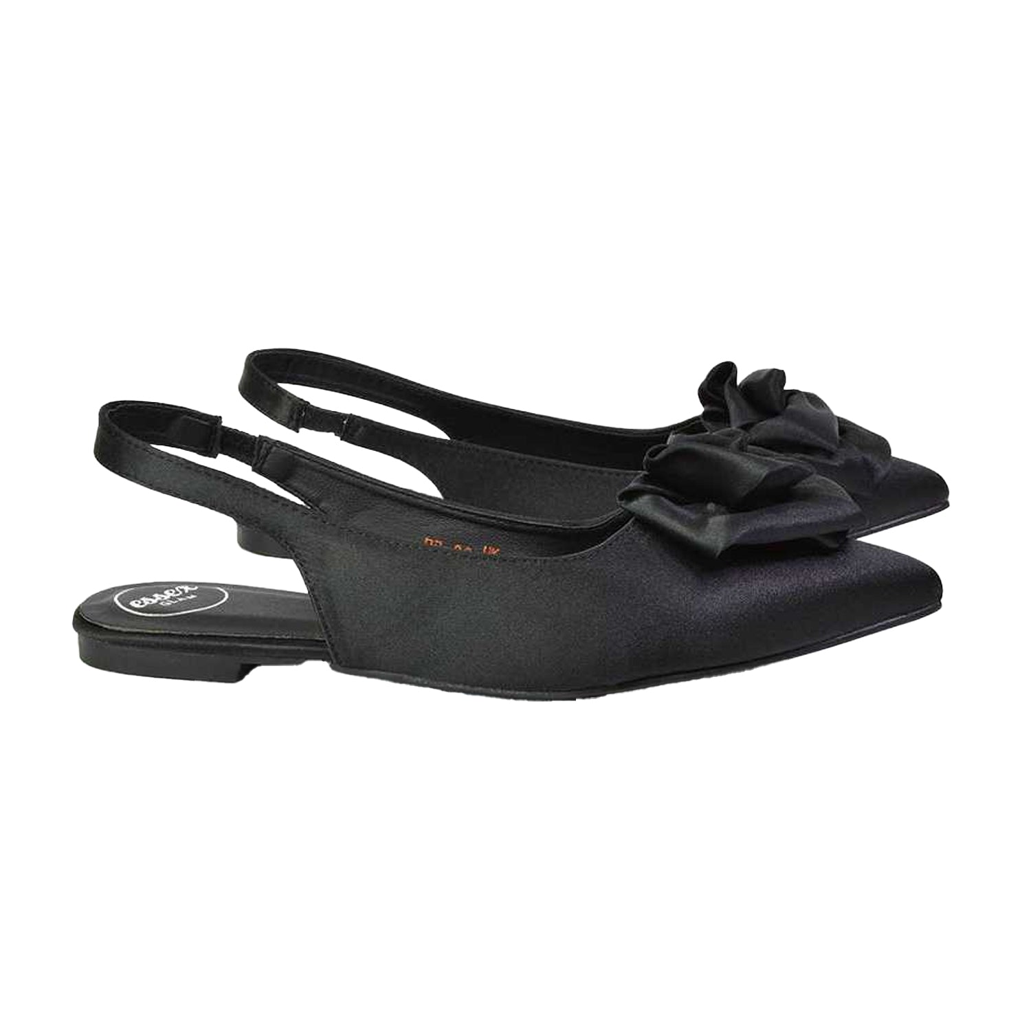 Black - Back - XY London Womens-Ladies Zooey Rose Sling Back Flat Ballerina Flats