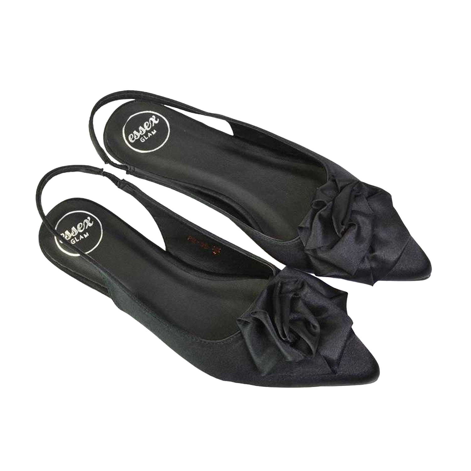 Black - Lifestyle - XY London Womens-Ladies Zooey Rose Sling Back Flat Ballerina Flats