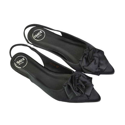 Black - Lifestyle - XY London Womens-Ladies Zooey Rose Sling Back Flat Ballerina Flats