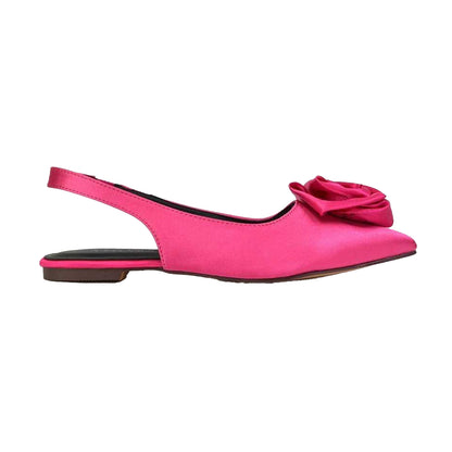 Fuchsia - Front - XY London Womens-Ladies Zooey Rose Sling Back Flat Ballerina Flats