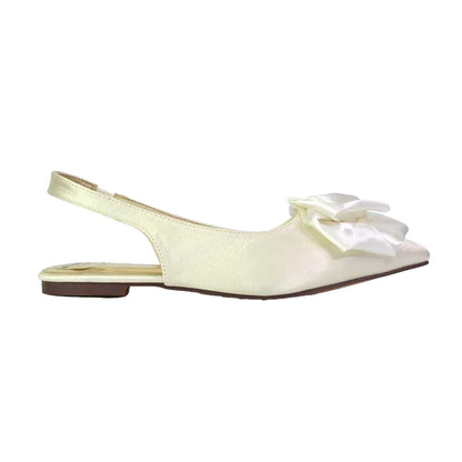 Ivory - Front - XY London Womens-Ladies Zooey Rose Sling Back Flat Ballerina Flats