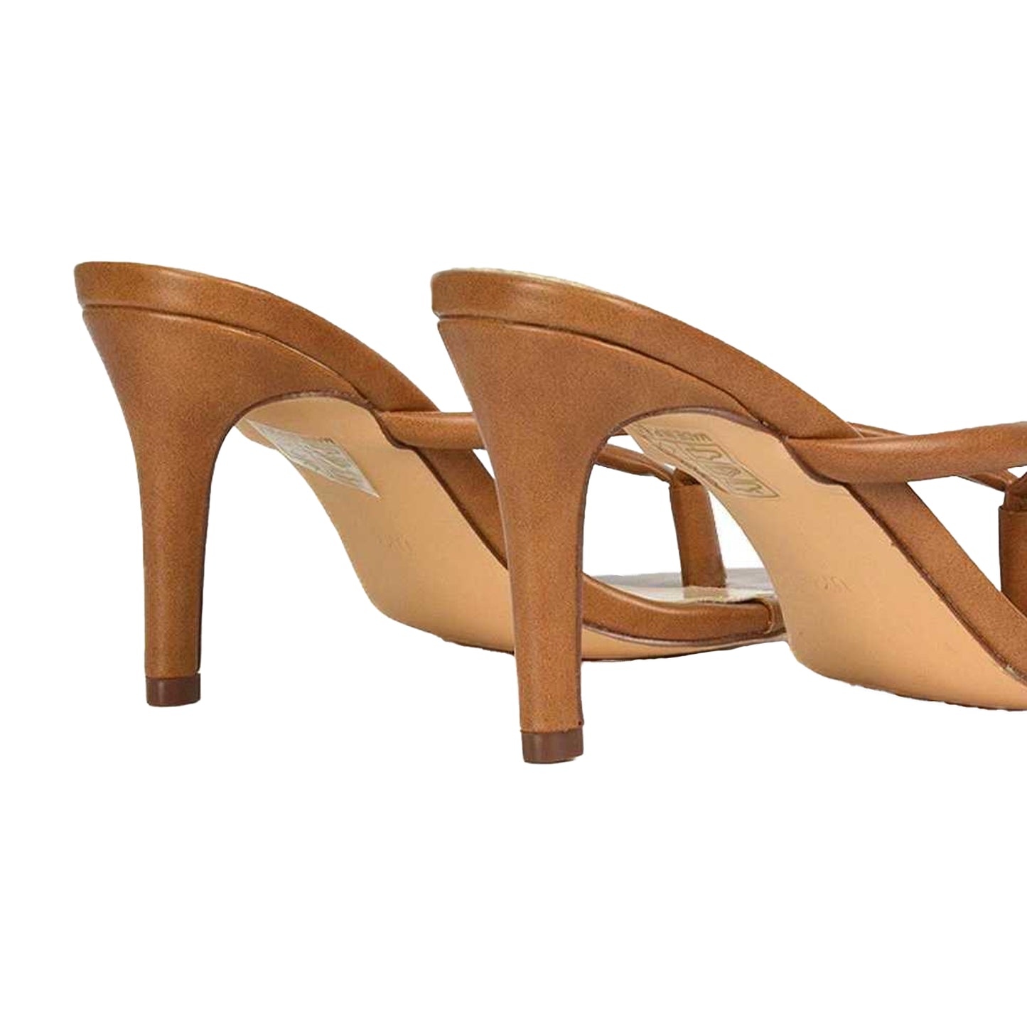 Brown - Back - XY London Womens-Ladies Celina Stiletto Heel Mule Sandals