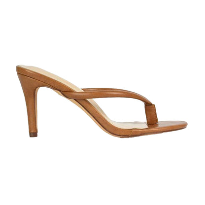 Brown - Side - XY London Womens-Ladies Celina Stiletto Heel Mule Sandals