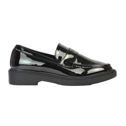 True Black - Side - XY London Womens-Ladies Hanah Enrollment-Return to School Loafers