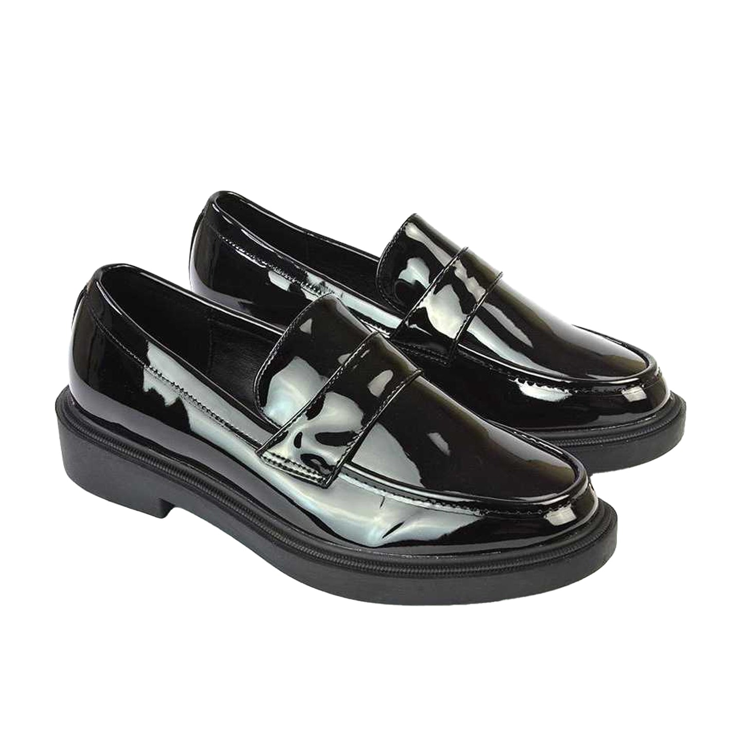 True Black - Front - XY London Womens-Ladies Hanah Enrollment-Return to School Loafers
