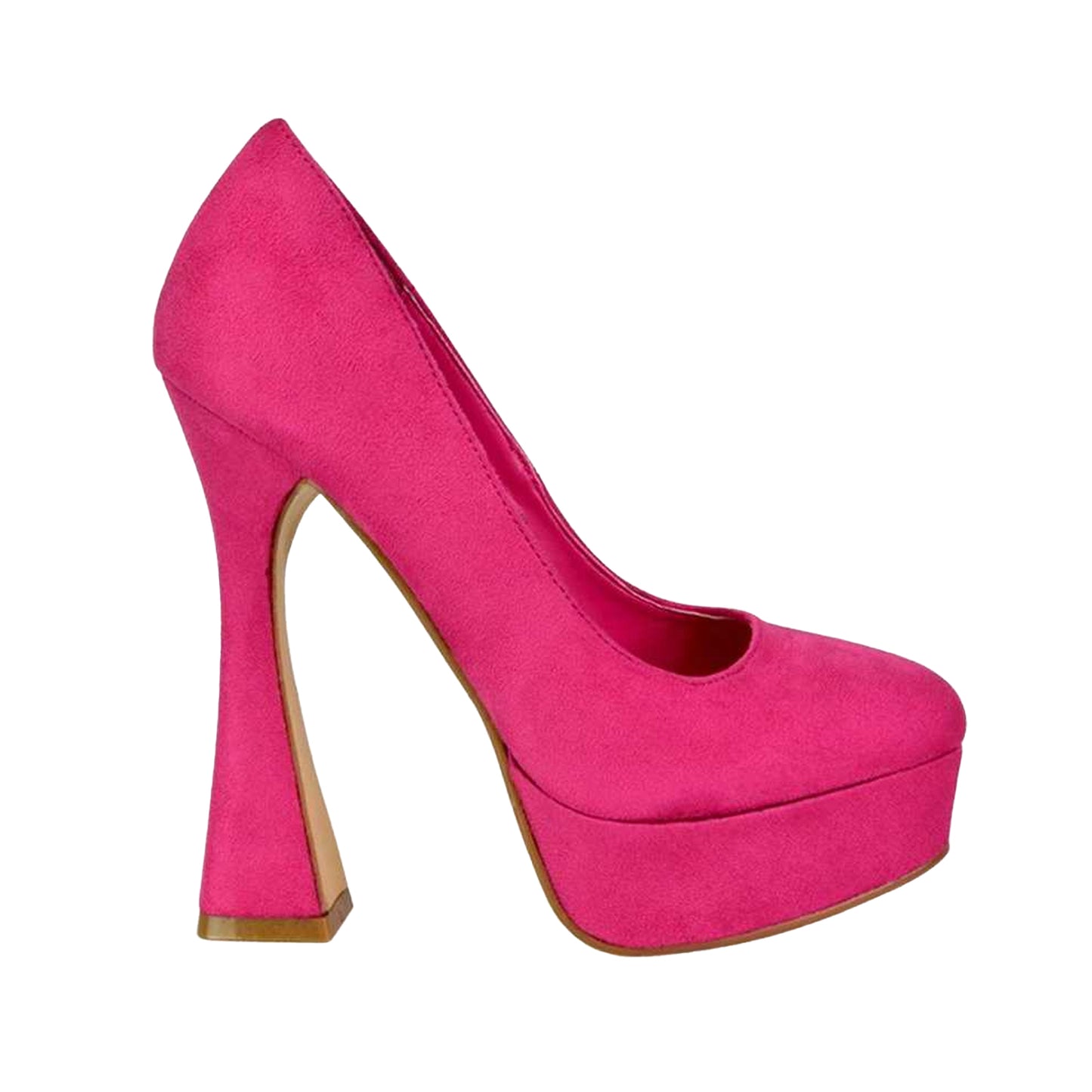 Fuchsia - Side - XY London Womens-Ladies Karlie Curved Flared High Stiletto Heel Court Shoes