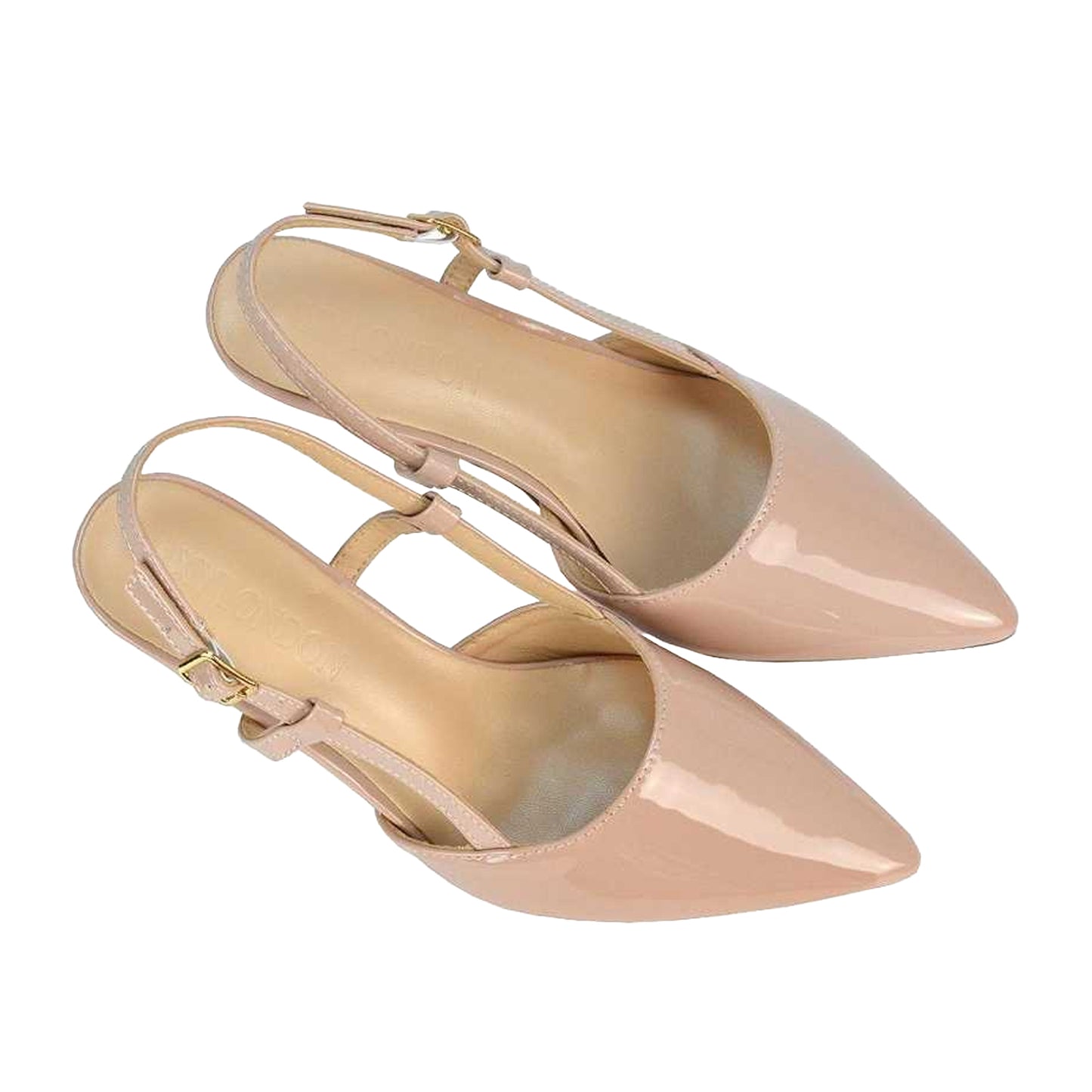 Nude - Pack Shot - XY London Womens-Ladies Karla Sling Back Mid Stiletto Court Shoes