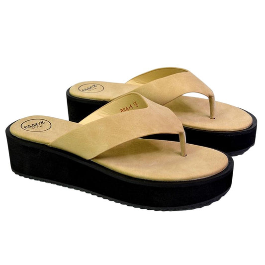 Beige - Front - XY London Womens-Ladies Tammi Thong Strap Flatform Sandals