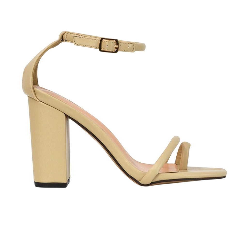 Nude - Back - XY London Womens-Ladies Liana Strappy High Block Heel Sandals