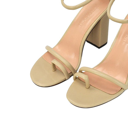 Nude - Pack Shot - XY London Womens-Ladies Liana Strappy High Block Heel Sandals