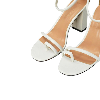 White - Pack Shot - XY London Womens-Ladies Liana Strappy High Block Heel Sandals