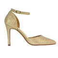 Gold - Side - XY London Womens-Ladies Claire D´Orsay Ankle Strap Stiletto Heel Court Shoes