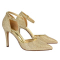 Gold - Pack Shot - XY London Womens-Ladies Claire D´Orsay Ankle Strap Stiletto Heel Court Shoes