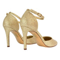 Gold - Back - XY London Womens-Ladies Claire D´Orsay Ankle Strap Stiletto Heel Court Shoes