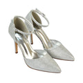 Silver - Front - XY London Womens-Ladies Claire D´Orsay Ankle Strap Stiletto Heel Court Shoes