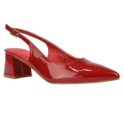 Red - Lifestyle - XY London Womens-Ladies Becky Patent Leather Sling Back Court Pumps