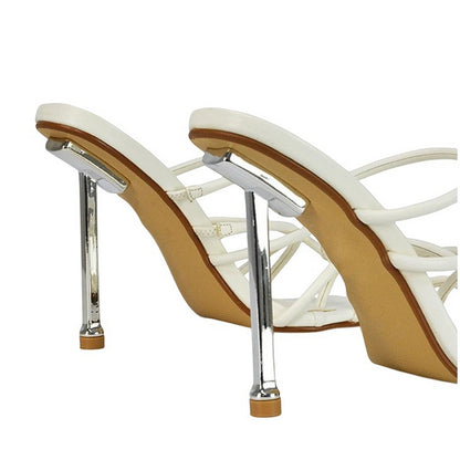White - Back - XY London Womens-Ladies Raelynn Strappy High Heels