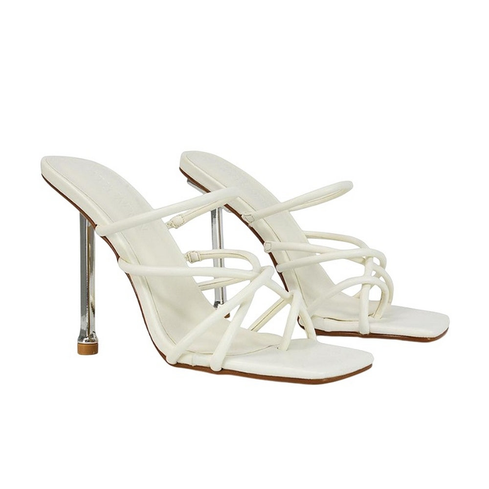 White - Front - XY London Womens-Ladies Raelynn Strappy High Heels