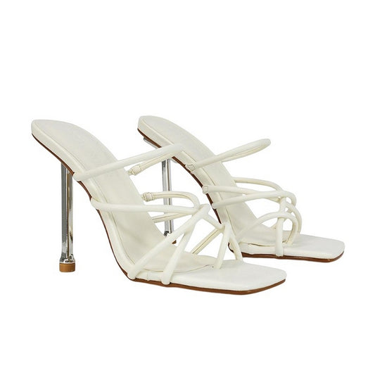 White - Front - XY London Womens-Ladies Raelynn Strappy High Heels