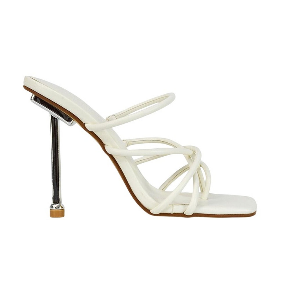 White - Side - XY London Womens-Ladies Raelynn Strappy High Heels
