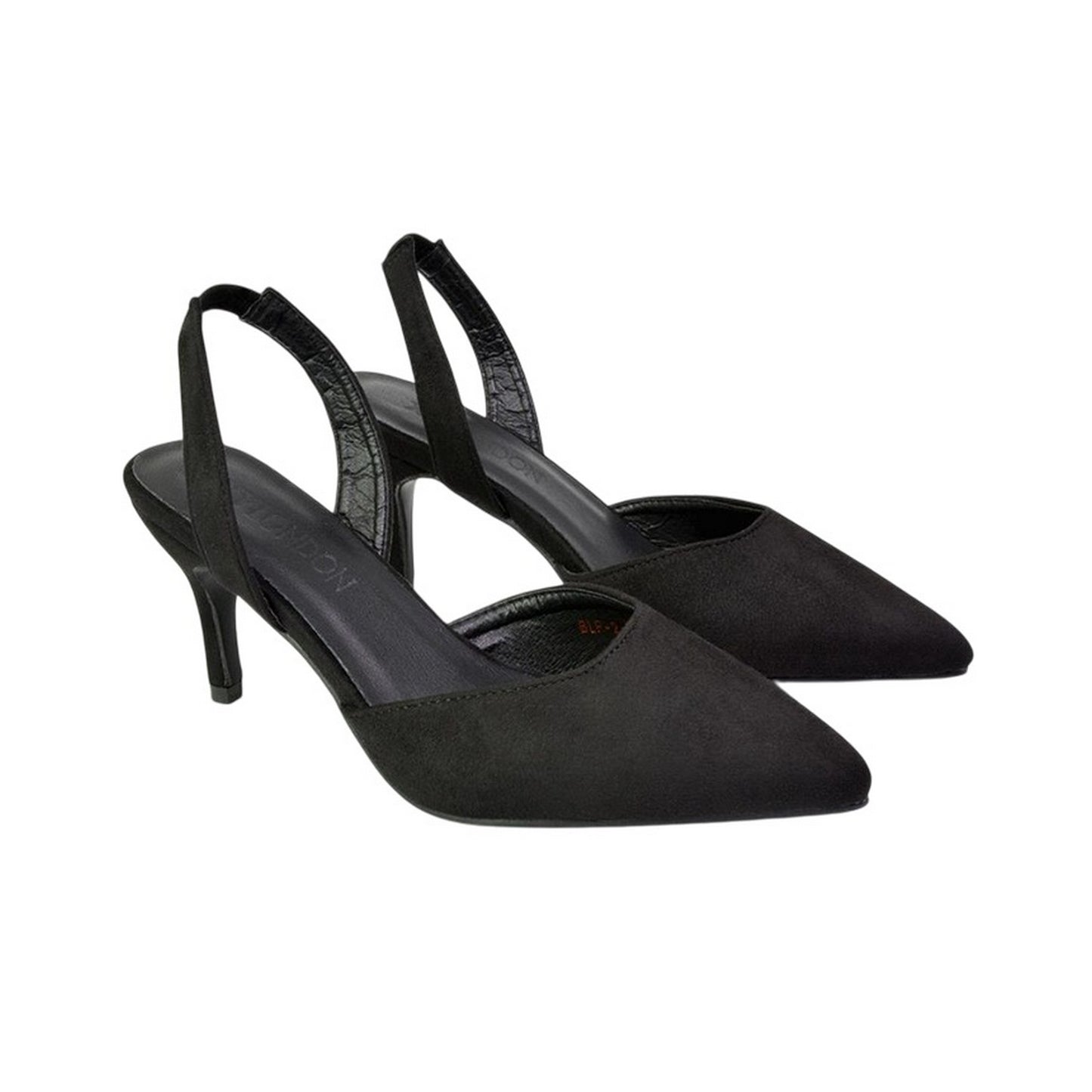 Jet Black - Front - XY London Womens-Ladies Imogen Sling Back Mid Stiletto Court Shoes