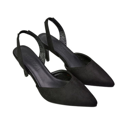 Jet Black - Pack Shot - XY London Womens-Ladies Imogen Sling Back Mid Stiletto Court Shoes