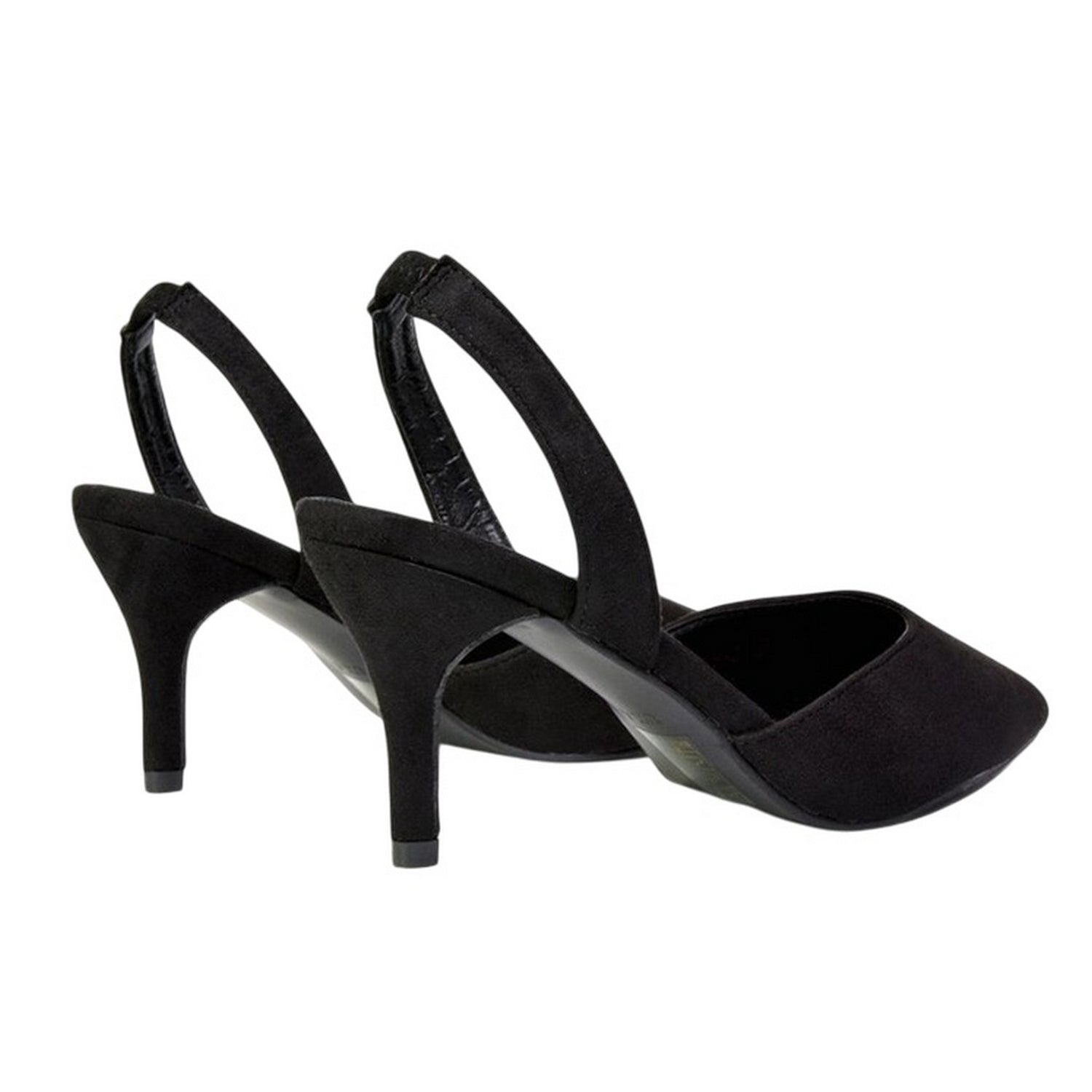 Jet Black - Back - XY London Womens-Ladies Imogen Sling Back Mid Stiletto Court Shoes