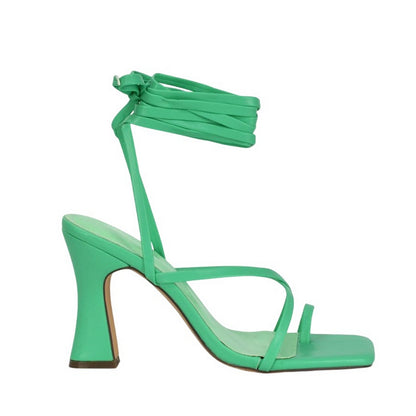 Green - Lifestyle - XY London Womens-Ladies Dylan Lace Up High Block Heel Sandals