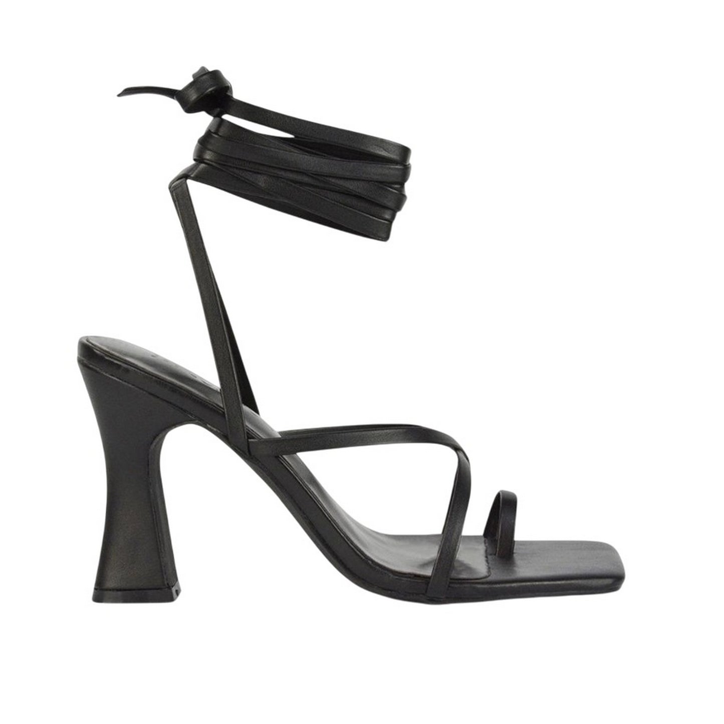 Black - Side - XY London Womens-Ladies Dylan Lace Up High Block Heel Sandals